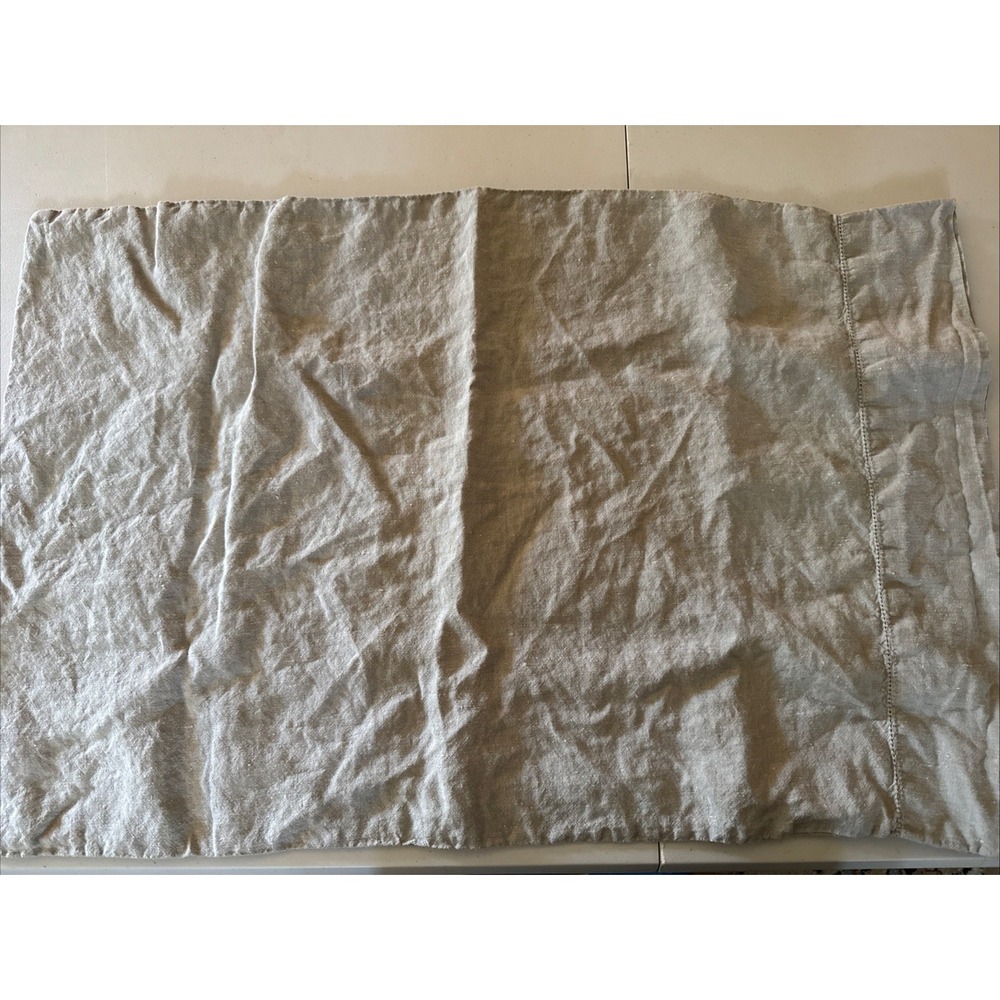 Pottery Barn Belgian Flax Linen Fringe Standard Pillowcase Beige 32" X 20" (1)